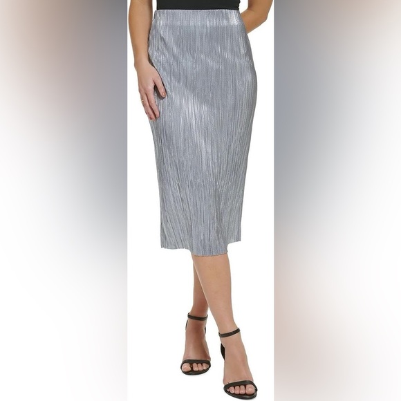 Calvin Klein Women’s Pleated Metallic midi Skirt - Picture 1 of 2